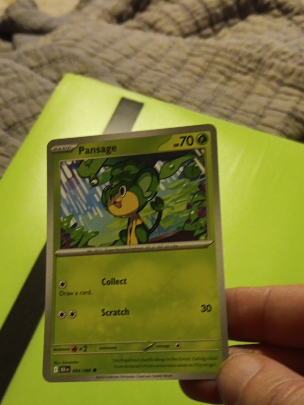 Pokemon Pansage Trading Card - Green